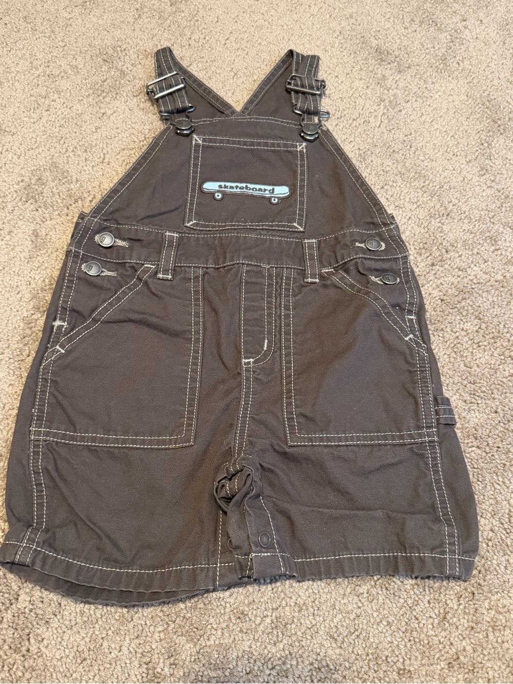 Boys Size 12-18 Months Gymboree Brown Skateboard Overalls Shorts Skateboarding